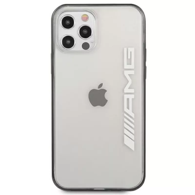 AMG AMHCP12LAESLBK Custodia rigida trasparente per iPhone 12 Pro Max con cornice nera laccata metallizzata