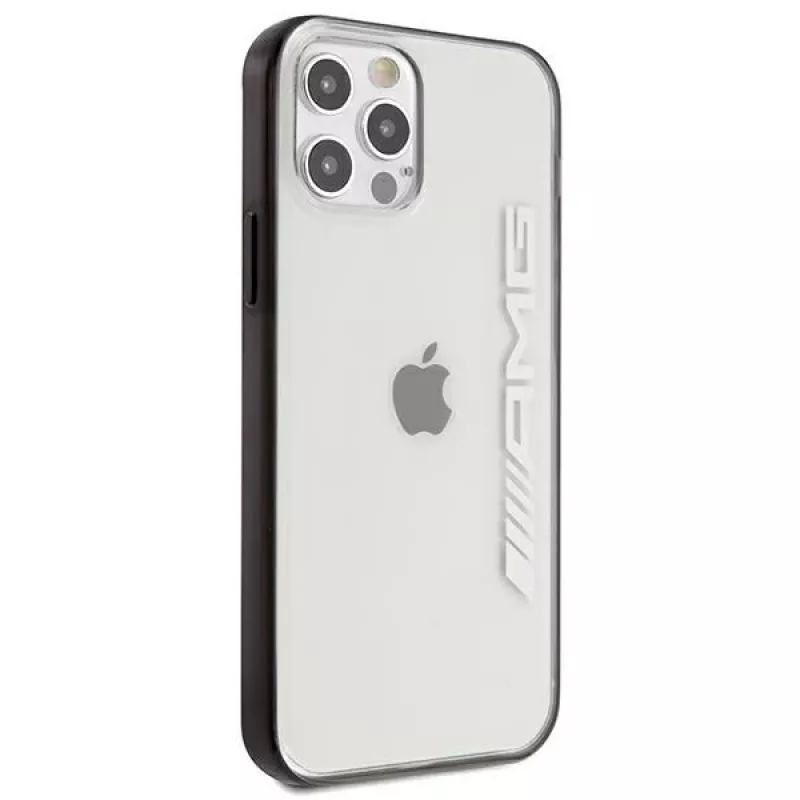 AMG AMHCP12LAESLBK Custodia rigida trasparente per iPhone 12 Pro Max con cornice nera laccata metallizzata