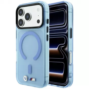 BMW M Custodia IML Frosted con logo in metallo e MagSafe per iPhone 18 Pro Max / 17 Pro Max - Blu