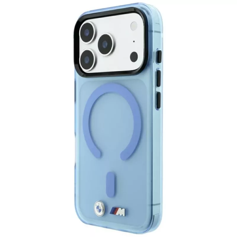 BMW M Custodia IML Frosted con logo in metallo e MagSafe per iPhone 18 Pro Max / 17 Pro Max - Blu