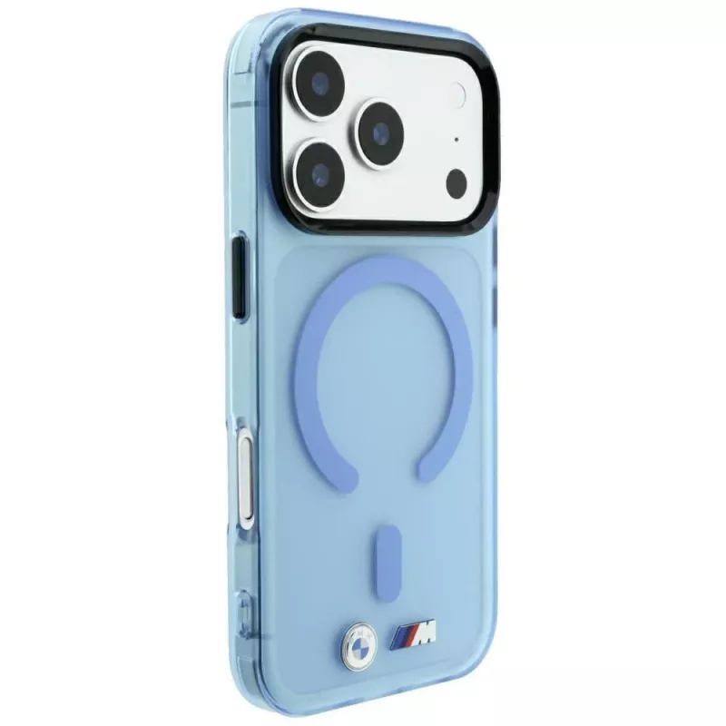 BMW M Custodia IML Frosted con logo in metallo e MagSafe per iPhone 18 Pro Max / 17 Pro Max - Blu