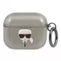 Karl Lagerfeld KLA3UKHGK Custodia per AirPods 3 nera glitter testa di Karl