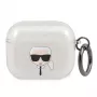 Karl Lagerfeld KLA3UKHGS Custodia per AirPods 3 argento glitter testa di Karl