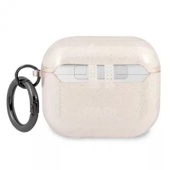 Karl Lagerfeld KLA3UKHGD Custodia per AirPods 3 glitter oro testa di Karl
