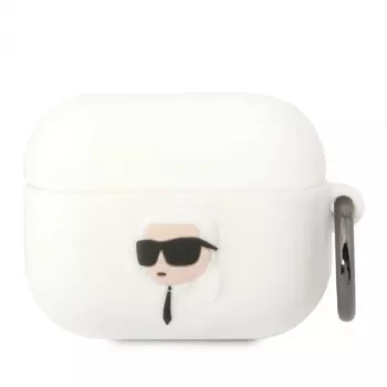 Karl Lagerfeld KLAPRUNIKH Custodia per AirPods Pro bianca in silicone Karl Head 3D