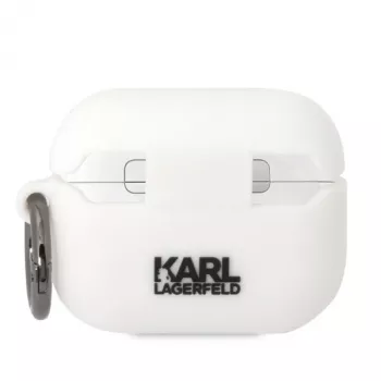 Karl Lagerfeld KLAPRUNIKH Custodia per AirPods Pro bianca in silicone Karl Head 3D