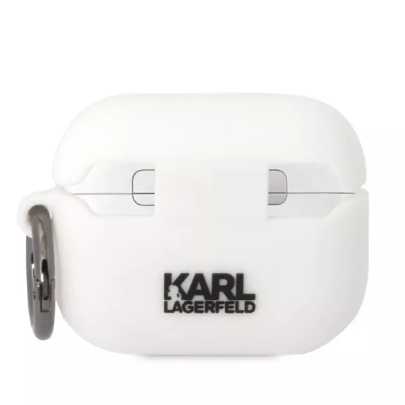Karl Lagerfeld KLAPRUNIKH Custodia per AirPods Pro bianca in silicone Karl Head 3D