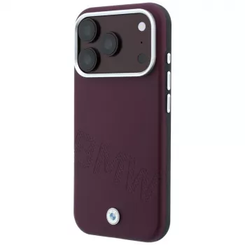 BMW Custodia MagSafe Sign Inclined Deboss Letters per iPhone 18 Pro Max / 17 Pro Max - Bordeaux