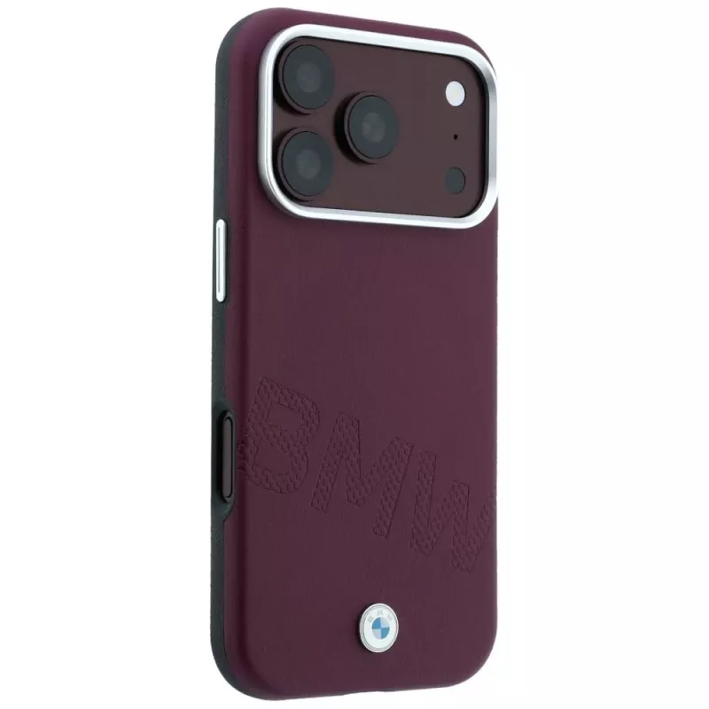 BMW Custodia MagSafe Sign Inclined Deboss Letters per iPhone 18 Pro Max / 17 Pro Max - Bordeaux