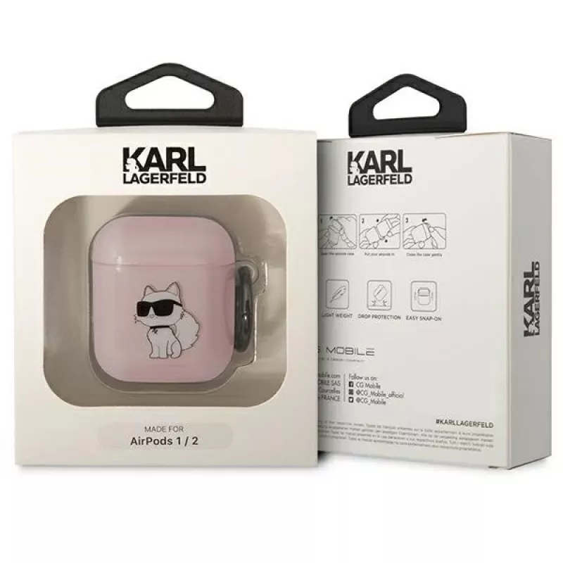 Karl Lagerfeld Custodia per AirPods 1/2 Ikonik Choupette rosa