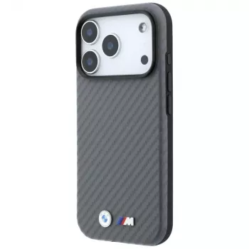 BMW M Custodia MagSafe Carbon Metal Logo per iPhone 18 Pro Max / 17 Pro Max - Grigio