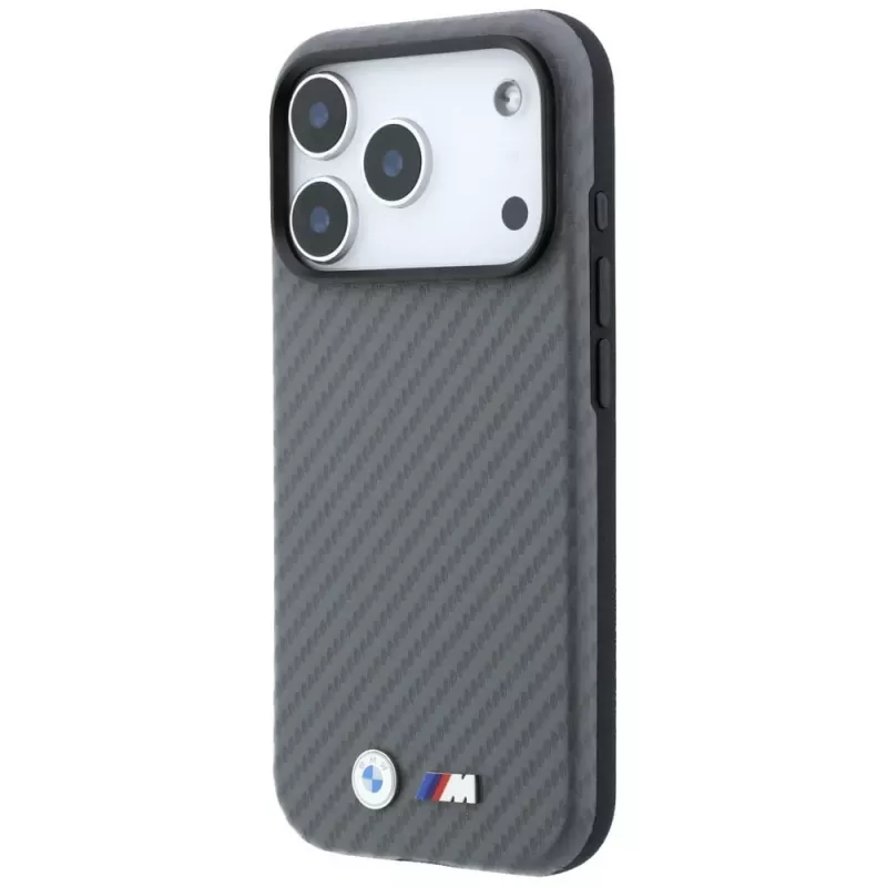 BMW M Custodia MagSafe Carbon Metal Logo per iPhone 18 Pro Max / 17 Pro Max - Grigio