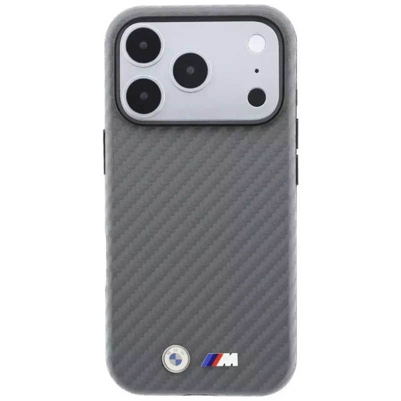 BMW M Custodia MagSafe Carbon Metal Logo per iPhone 18 Pro Max / 17 Pro Max - Grigio