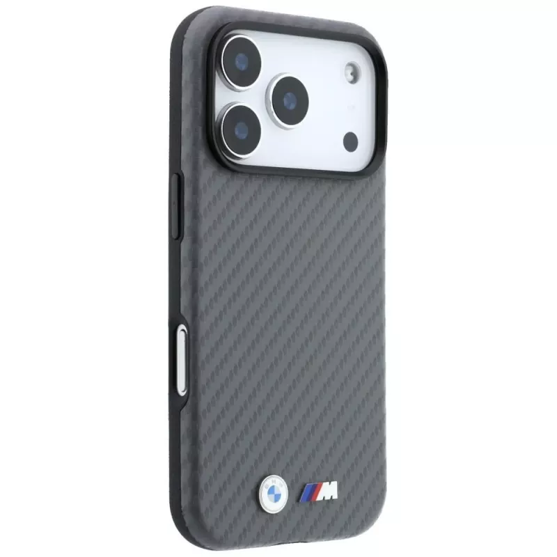 BMW M Custodia MagSafe Carbon Metal Logo per iPhone 18 Pro Max / 17 Pro Max - Grigio