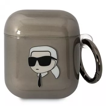 Karl Lagerfeld KLA2HNIKTCK Custodia per AirPods 1/2 nera testa di Karl