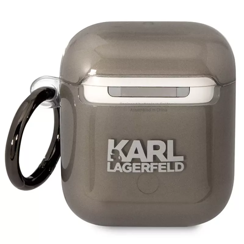Karl Lagerfeld KLA2HNIKTCK Custodia per AirPods 1/2 nera testa di Karl