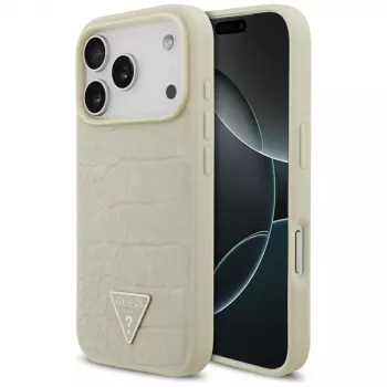 GUESS Custodia MagSafe Croco Triangle Logo per iPhone 17 Pro - Oro