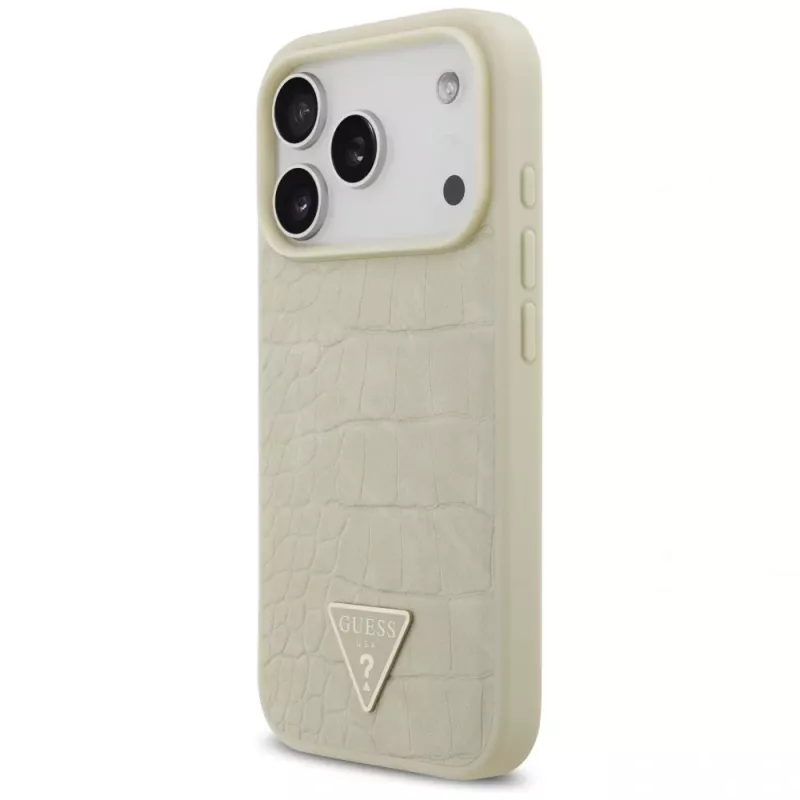 GUESS Custodia MagSafe Croco Triangle Logo per iPhone 17 Pro - Oro