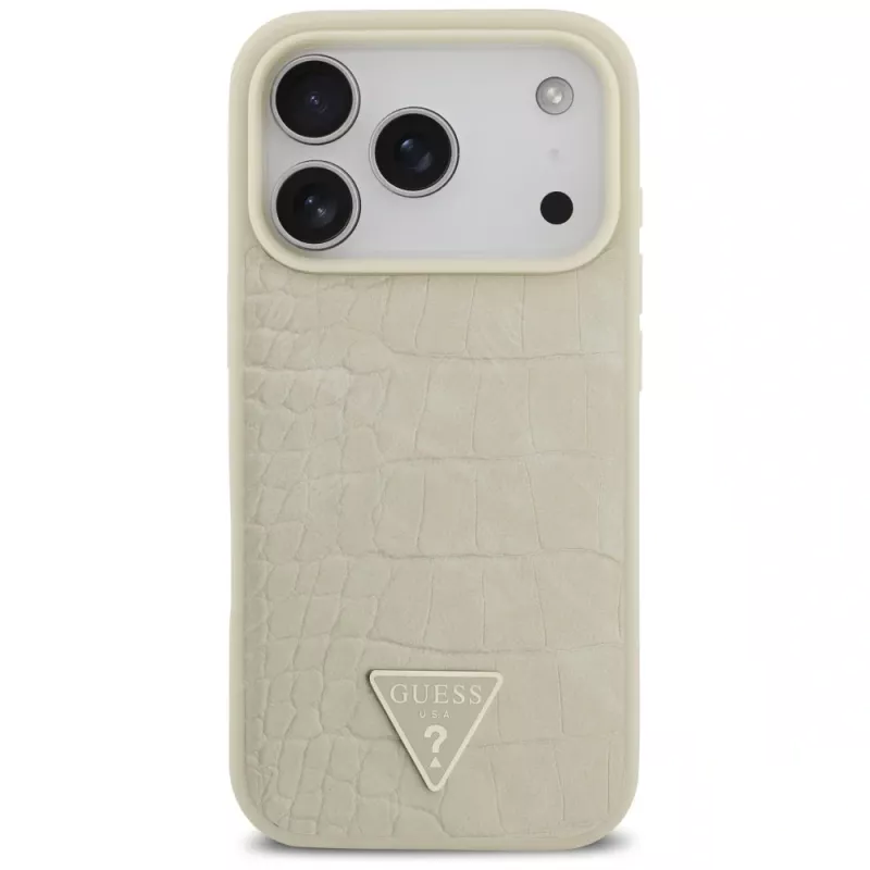 GUESS Custodia MagSafe Croco Triangle Logo per iPhone 17 Pro - Oro