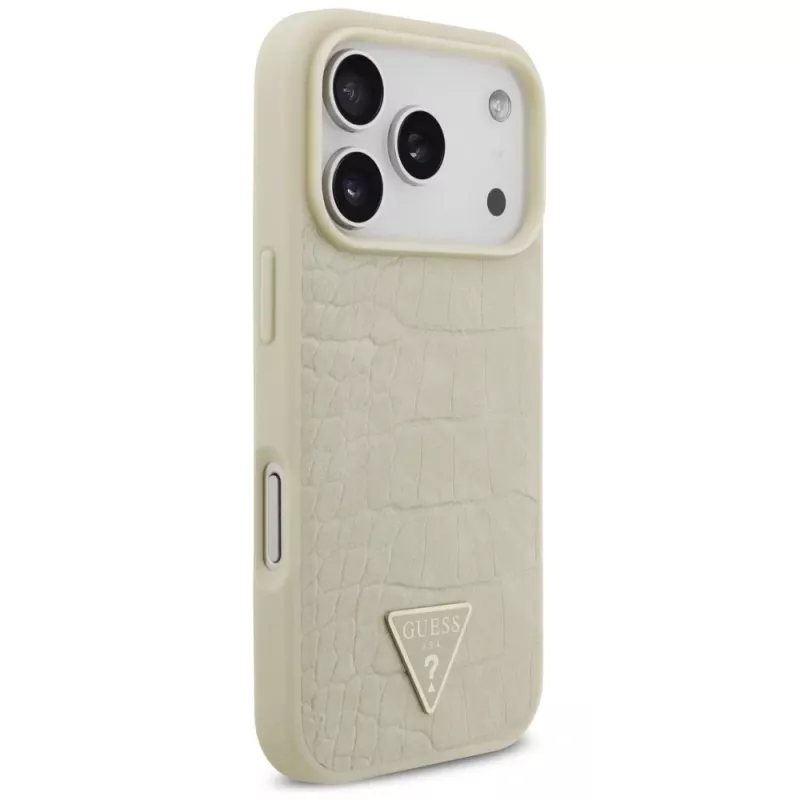 GUESS Custodia MagSafe Croco Triangle Logo per iPhone 17 Pro - Oro