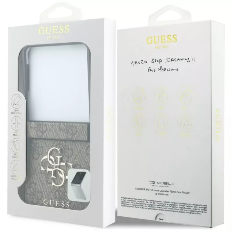GUESS Custodia rigida Big 4G Logo per Samsung Galaxy Z Flip4 - Marrone