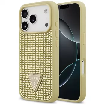 GUESS Custodia Rhinestone Triangle Logo per iPhone 17 Pro - Oro