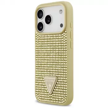 GUESS Custodia Rhinestone Triangle Logo per iPhone 17 Pro - Oro