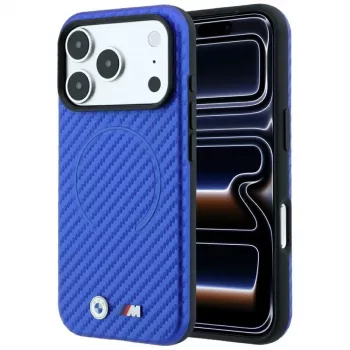 BMW M Custodia MagSafe Carbon Printed Ring per iPhone 18 Pro Max / 17 Pro Max - Blu