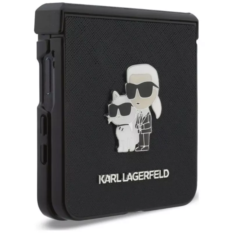 Karl Lagerfeld Custodia Karl & Choupette Saffiano Pins per Samsung Galaxy Z Flip8 - Nero