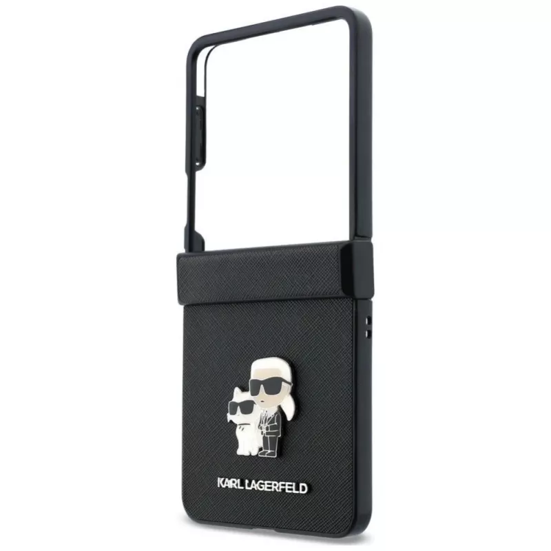 Karl Lagerfeld Custodia Karl & Choupette Saffiano Pins per Samsung Galaxy Z Flip8 - Nero