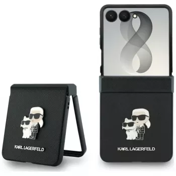 Karl Lagerfeld Custodia Karl & Choupette Saffiano Pins per Samsung Galaxy Z Flip8 - Nero
