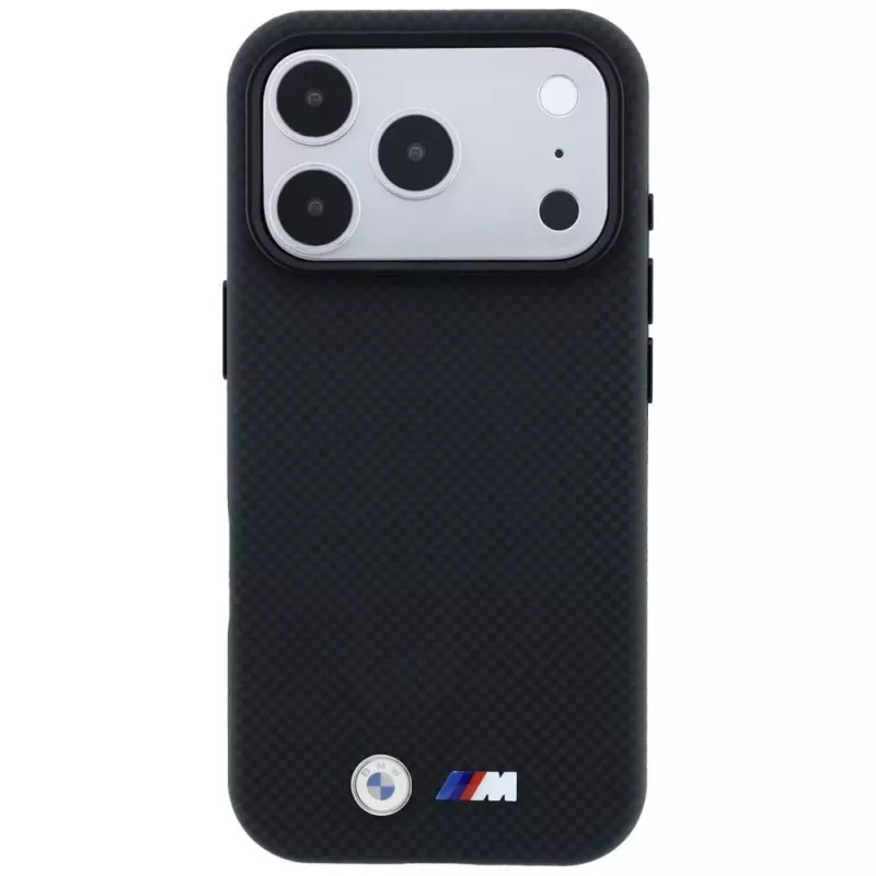 BMW M Custodia MagSafe Quadrille Kevlar Metall-Logo per iPhone 18 Pro / 17 Pro - Nero
