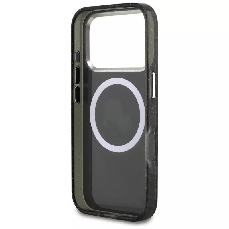 Karl Lagerfeld Custodia MagSafe IML Glitter Karl & Choupette Heads Logo per iPhone 17 Pro nera