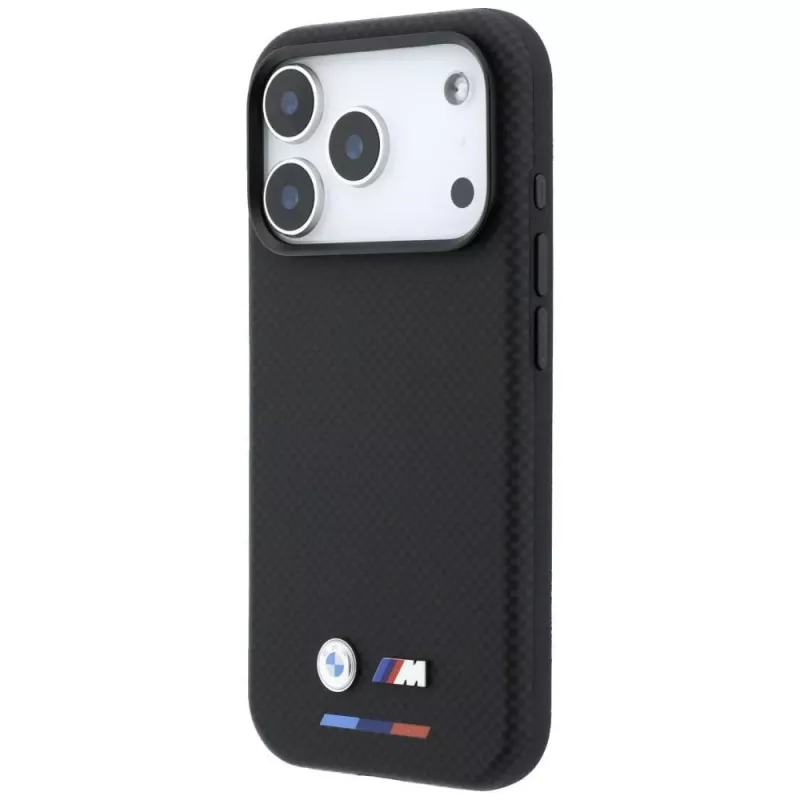 BMW M Custodia MagSafe Quadrille Kevlar Tricolor & Metall-Logo per iPhone 18 Pro / 17 Pro - Nero