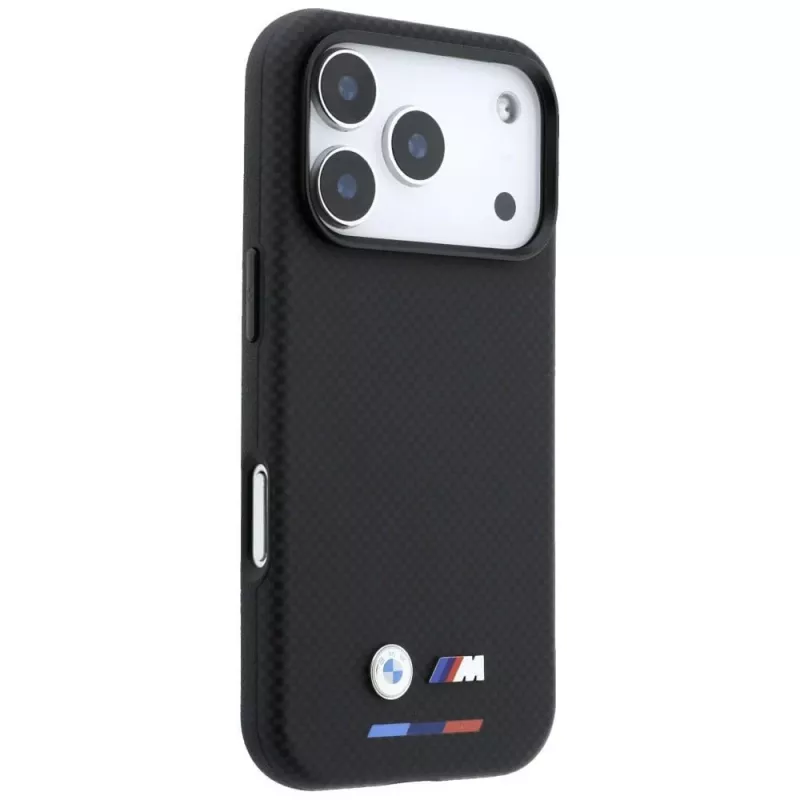 BMW M Custodia MagSafe Quadrille Kevlar Tricolor & Metall-Logo per iPhone 18 Pro / 17 Pro - Nero