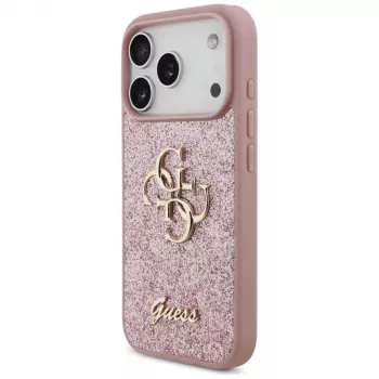 GUESS Fixed Glitter Big 4G custodia per iPhone 18 Pro / 17 Pro – Rosa