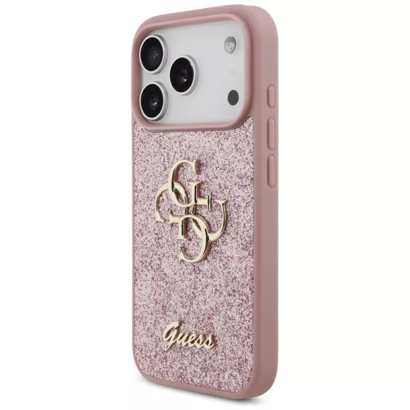 GUESS Fixed Glitter Big 4G custodia per iPhone 18 Pro / 17 Pro – Rosa
