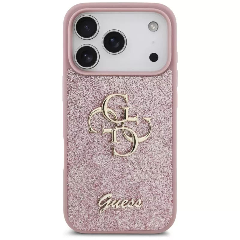GUESS Fixed Glitter Big 4G custodia per iPhone 18 Pro / 17 Pro – Rosa