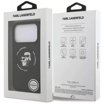 Karl Lagerfeld Silicone Karl & Choupette Ring custodia MagSafe per iPhone 17 Pro Max - Nero