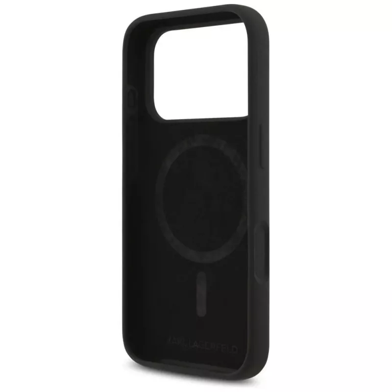 Karl Lagerfeld Silicone Karl & Choupette Ring custodia MagSafe per iPhone 17 Pro Max - Nero