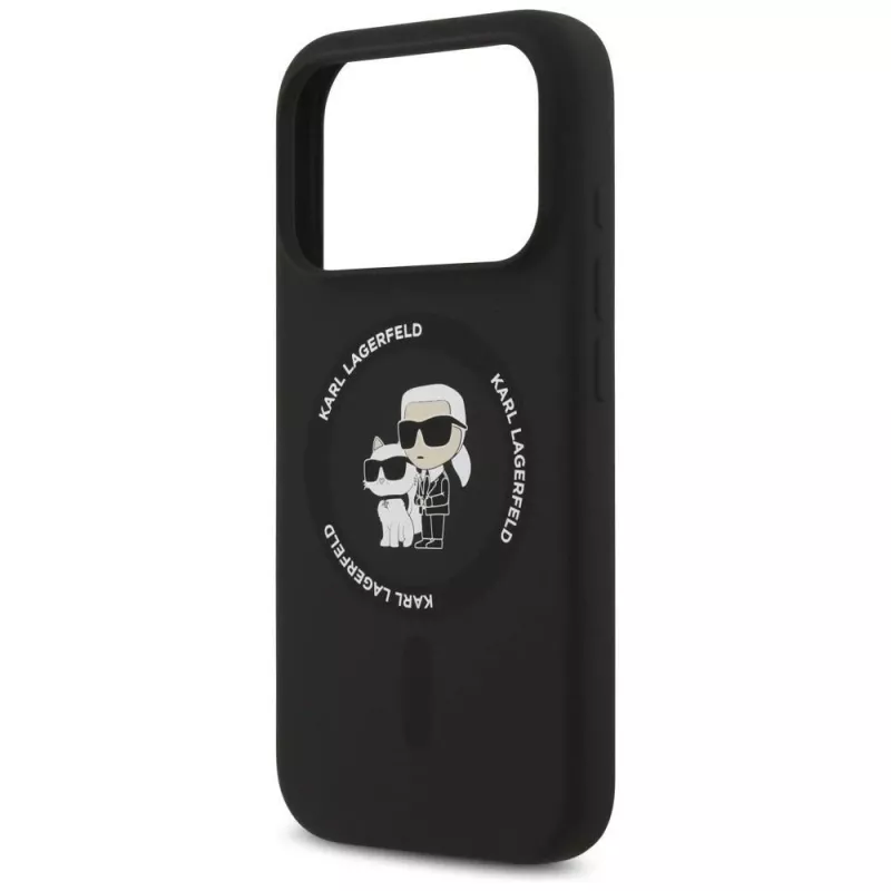 Karl Lagerfeld Silicone Karl & Choupette Ring custodia MagSafe per iPhone 17 Pro Max - Nero
