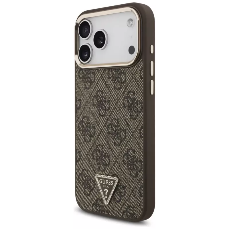 GUESS 4G Triangle Logo custodia MagSafe per iPhone 18 Pro Max / 17 Pro Max - Marrone