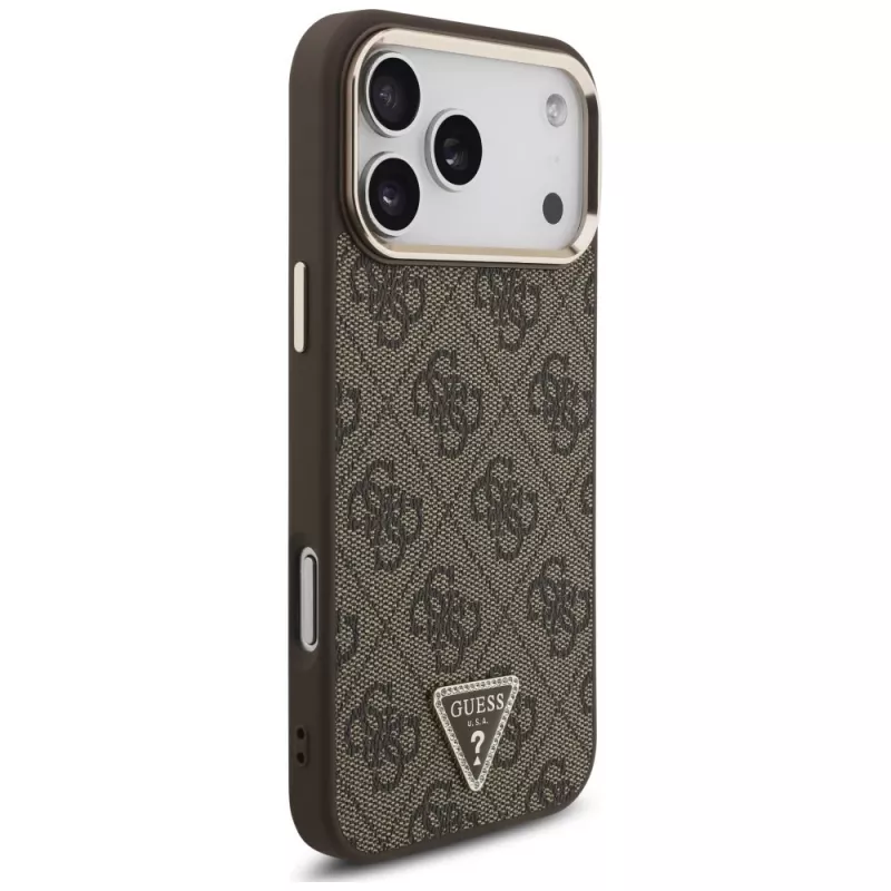 GUESS 4G Triangle Logo custodia MagSafe per iPhone 18 Pro Max / 17 Pro Max - Marrone