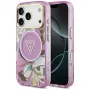 GUESS IML Glitter Flowers Triangle custodia MagSafe per iPhone 18 Pro / 17 Pro - Viola