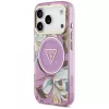 GUESS IML Glitter Flowers Triangle custodia MagSafe per iPhone 18 Pro / 17 Pro - Viola