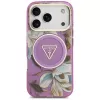 GUESS IML Glitter Flowers Triangle custodia MagSafe per iPhone 18 Pro / 17 Pro - Viola