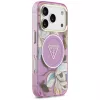 GUESS IML Glitter Flowers Triangle custodia MagSafe per iPhone 18 Pro / 17 Pro - Viola