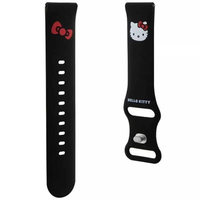 Hello Kitty cinturino universale in silicone con design testa Kitty, Nero, 20mm