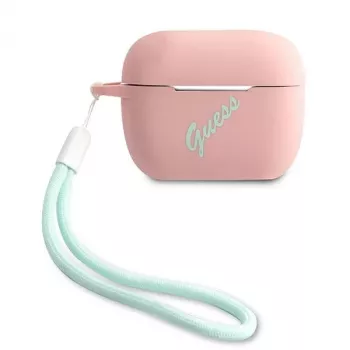 GUESS GUACAPLSVSPG custodia AirPods Pro in silicone Vintage Rosa Verde