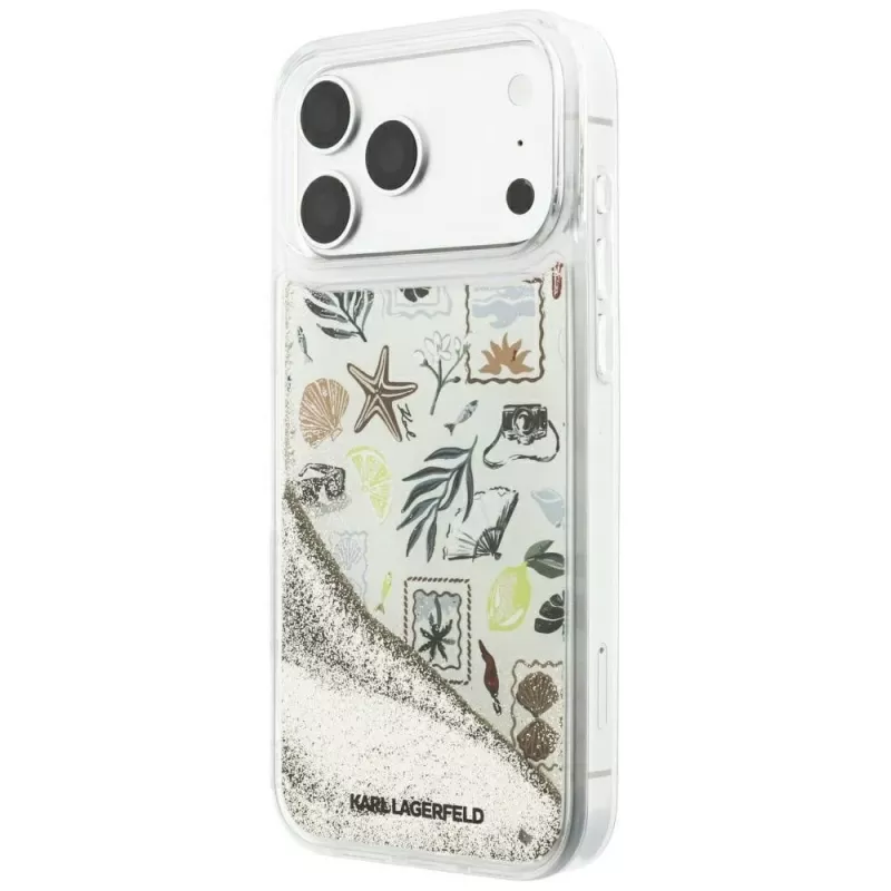 Karl Lagerfeld Liquid Glitter Beach & Sand custodia per iPhone 18 Pro Max / 17 Pro Max – Beige